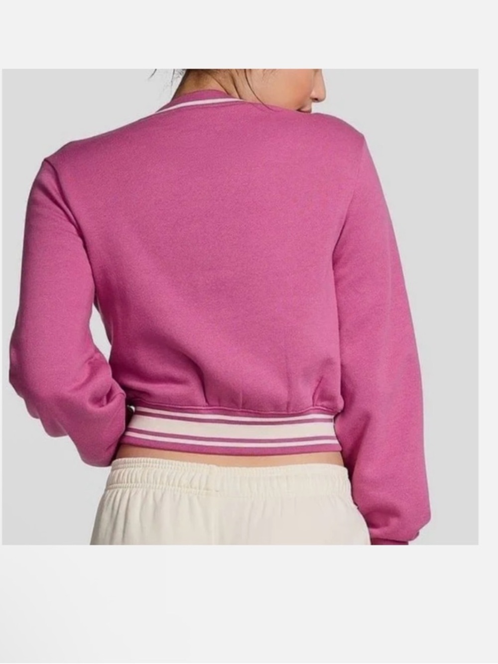 PINK Victoria's Secret Crop Sports Club Varsity Jacket - Picture 2 of 14